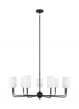 Studio Co. VC 3109309-112 - Foxdale transitional 9-light indoor dimmable chandelier in midnight black finish with white linen fa