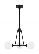 Studio Co. VC 3161603-112 - Clybourn modern 3-light indoor dimmable chandelier in midnight black finish with white milk glass sh