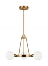 Studio Co. VC 3161603-848 - Clybourn modern 3-light indoor dimmable chandelier in satin brass gold finish with white milk glass