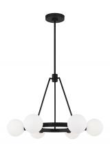 Studio Co. VC 3161606-112 - Clybourn modern 6-light indoor dimmable chandelier in midnight black finish with white milk glass sh