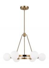 Studio Co. VC 3161606-848 - Clybourn modern 6-light indoor dimmable chandelier in satin brass gold finish with white milk glass
