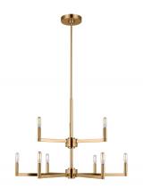 Studio Co. VC 3164209-848 - Fullton modern 9-light indoor dimmable chandelier in satin brass gold finish