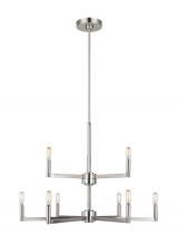 Studio Co. VC 3164209-962 - Fullton modern 9-light indoor dimmable chandelier in brushed nickel finish
