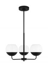 Studio Co. VC 3168103-112 - Alvin modern 3-light indoor dimmable chandelier in midnight black finish with white milk glass globe