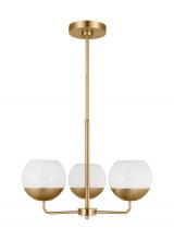 Studio Co. VC 3168103-848 - Alvin modern 3-light indoor dimmable chandelier in satin brass gold finish with white milk glass glo