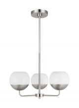 Studio Co. VC 3168103-962 - Alvin modern 3-light indoor dimmable chandelier in brushed nickel silver finish with white milk glas