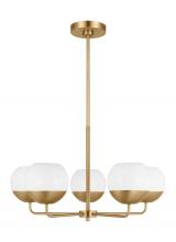 Studio Co. VC 3168105-848 - Alvin modern 5-light indoor dimmable chandelier in satin brass gold finish with white milk glass glo