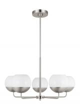 Studio Co. VC 3168105-962 - Alvin modern 5-light indoor dimmable chandelier in brushed nickel silver finish with white milk glas