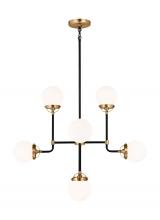 Studio Co. VC 3187908-848 - Cafe mid-century modern 8-light indoor dimmable ceiling chandelier pendant light in satin brass gold