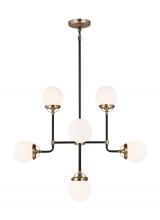 Studio Collection VC 3187908EN-848 - Cafe mid-century modern 8-light LED indoor dimmable ceiling chandelier pendant light in satin brass