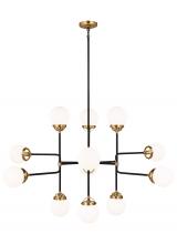 Studio Collection VC 3187912-848 - Cafe mid-century modern 12-light indoor dimmable ceiling chandelier pendant light in satin brass gol