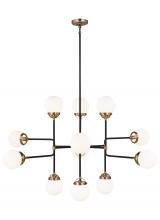 Studio Collection VC 3187912EN-848 - Cafe mid-century modern 12-light LED indoor dimmable ceiling chandelier pendant light in satin brass