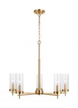 Studio Co. VC 3190305-848 - Zire dimmable indoor 5-light chandelier in a satin brass finish with clear glass shades