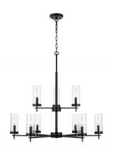 Studio Co. VC 3190309-112 - Zire dimmable indoor 9-light chandelier in a midnight black finish with clear glass shades