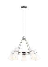 Studio Co. VC 3190505EN3-962 - Clark modern 5-light LED indoor dimmable ceiling chandelier pendant light in brushed nickel silver f