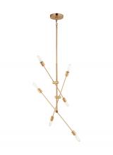 Studio Co. VC 3200506-848 - Axis modern 6-light indoor dimmable large chandelier in satin brass gold finish