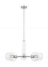 Studio Co. VC 3255705-962 - Codyn contemporary 5-light indoor dimmable large chandelier in brushed nickel silver finish with cle