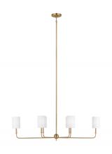 Studio Co. VC 3609306-848 - Foxdale transitional 6-light indoor dimmable linear chandelier in satin brass gold finish with white