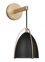 Studio Collection VC 4151701EN3-848 - Norman modern 1-light LED indoor dimmable bath vanity wall sconce in satin brass gold finish with mi