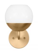 Studio Co. VC 4168101EN3-848 - Alvin modern LED 1-light indoor dimmable bath wall sconce in satin brass gold finish with white milk