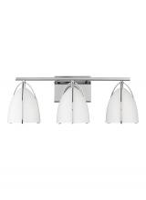 Studio Co. VC 4451803-05 - Norman modern 3-light indoor dimmable bath vanity wall sconce in chrome silver finish with matte whi