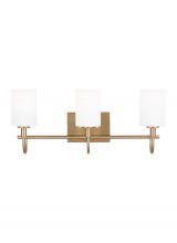 Studio Co. VC 4457103-848 - Oak Moore traditional 3-light indoor dimmable bath vanity wall sconce in satin brass gold finish and