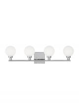 Studio Co. VC 4461604-05 - Clybourn modern 4-light indoor dimmable bath vanity sconce in chrome finish with white milk glass sh