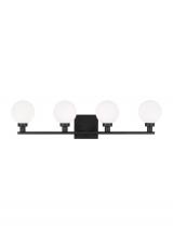 Studio Co. VC 4461604-112 - Clybourn modern 4-light indoor dimmable bath vanity sconce in midnight black finish with white milk