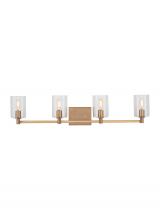 Studio Collection VC 4464204-848 - Fullton modern 4-light indoor dimmable bath vanity wall sconce in satin brass gold finish