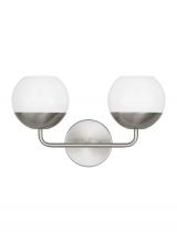 Studio Co. VC 4468102-962 - Alvin modern 2-light indoor dimmable bath vanity wall sconce in brushed nickel silver finish with wh