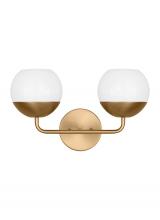 Studio Co. VC 4468102EN3-848 - Alvin modern LED 2-light indoor dimmable bath vanity wall sconce in satin brass gold finish with whi