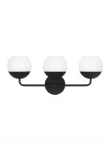 Studio Co. VC 4468103-112 - Alvin modern 3-light indoor dimmable bath vanity wall sconce in midnight black finish with white mil
