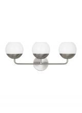 Studio Co. VC 4468103-962 - Alvin modern 3-light indoor dimmable bath vanity wall sconce in brushed nickel silver finish with wh