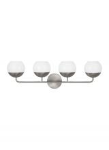 Studio Collection VC 4468104-962 - Alvin modern 4-light indoor dimmable bath vanity wall sconce in brushed nickel silver finish with wh
