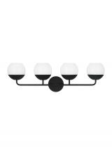 Studio Collection VC 4468104EN3-112 - Alvin modern LED 4-light indoor dimmable bath vanity wall sconce in midnight black finish with white