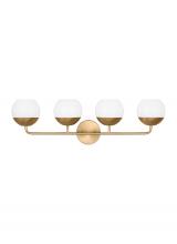 Studio Collection VC 4468104EN3-848 - Alvin modern LED 4-light indoor dimmable bath vanity wall sconce in satin brass gold finish with whi