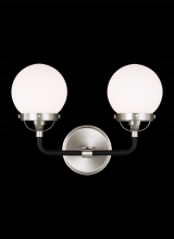 Studio Co. VC 4487902-962 - Cafe mid-century modern 2-light indoor dimmable bath vanity wall sconce in brushed nickel silver fin