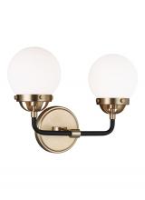 Studio Co. VC 4487902EN-848 - Cafe mid-century modern 2-light LED indoor dimmable bath vanity wall sconce in satin brass gold fini