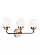 Studio Co. VC 4487903EN-848 - Cafe mid-century modern 3-light LED indoor dimmable bath vanity wall sconce in satin brass gold fini