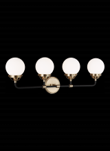 Studio Co. VC 4487904EN-848 - Cafe mid-century modern 4-light LED indoor dimmable bath vanity wall sconce in satin brass gold fini