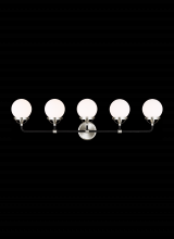 Studio Co. VC 4487905-962 - Cafe mid-century modern 5-light indoor dimmable bath vanity wall sconce in brushed nickel silver fin