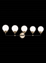 Studio Co. VC 4487905EN-848 - Cafe mid-century modern 5-light LED indoor dimmable bath vanity wall sconce in satin brass gold fini