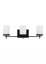 Studio Co. VC 4490303-112 - Zire dimmable indoor 3-light LED wall light or bath sconce in a midnight black finish with etched wh
