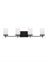 Studio Co. VC 4490304-112 - Zire dimmable indoor 4-light wall light or bath sconce in a midnight black finish with etched white