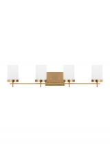 Studio Co. VC 4490304-848 - Zire dimmable indoor 4-light wall light or bath sconce in a satin brass finish with etched white gla
