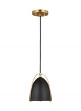 Studio Co. VC 6151701-848 - Norman modern 1-light indoor dimmable mini ceiling hanging single pendant light in satin brass gold