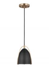Studio Co. VC 6151701EN3-848 - Norman modern 1-light LED indoor dimmable mini ceiling hanging single pendant light in satin brass g