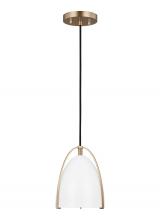 Studio Co. VC 6151801EN3-848 - Norman modern 1-light LED indoor dimmable mini ceiling hanging single pendant light in satin brass g