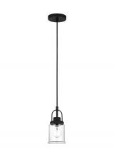 Studio Co. VC 6544701-112 - Anders industrial 1-light indoor dimmable mini pendant in midnight black finish with clear glass sha