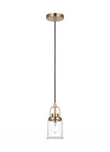 Studio Co. VC 6544701-848 - Anders industrial 1-light indoor dimmable mini pendant in satin brass gold finish with clear glass s